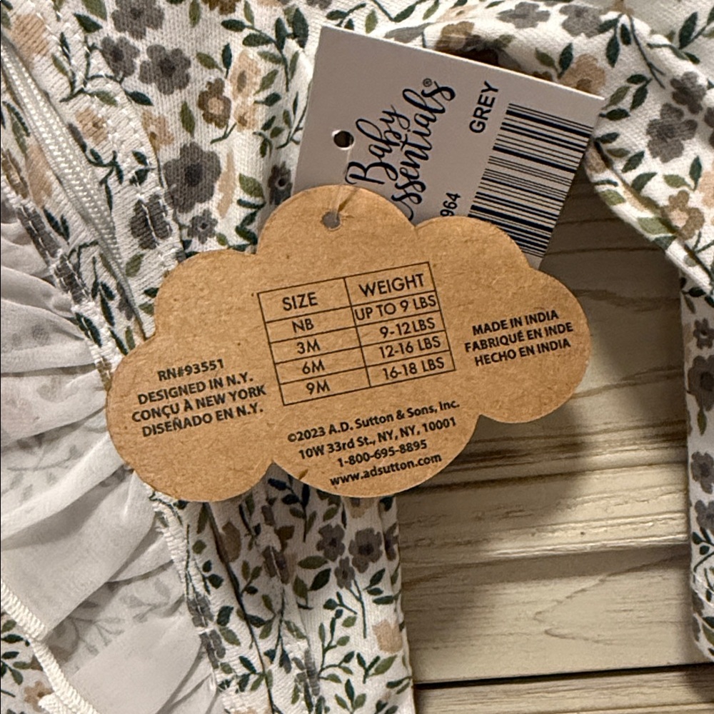 Baby Essentials Floral Ruffle Footie - Picture 4 of 5